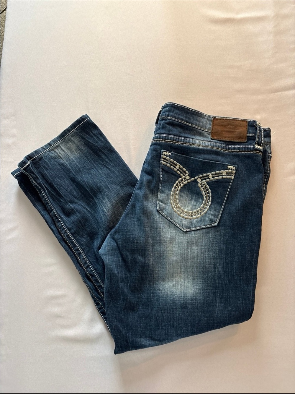Big Star Maddie Women's Dark Blue Straight Leg Jeans Embroidered Back Pocket